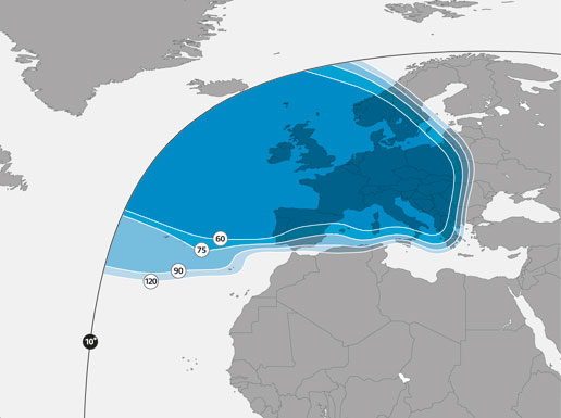 Old Astra 1N coverage map